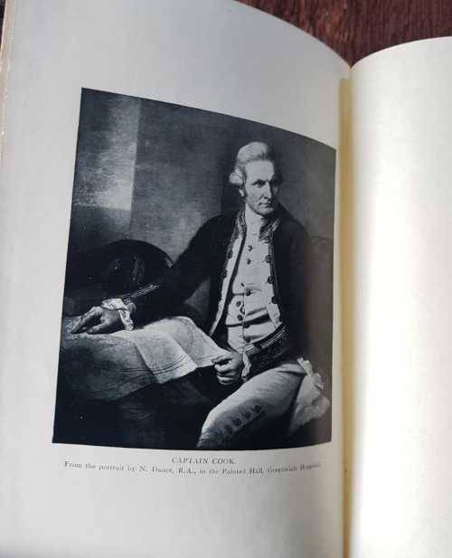 The Life of Captain James Cook including framed Boston Tea Party vintage print and 1911   second edi