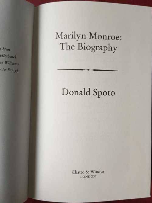 Marilyn Monroe, The biography by Donald Spoto, First Edition