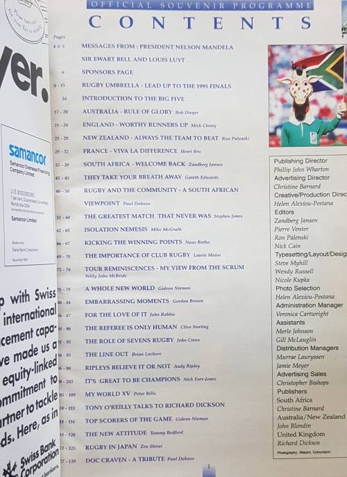 1995 WORLD CUP 1.SPORTS ILLUSTRATED 2.OFFICIAL SOUVENIR PROGRAMME