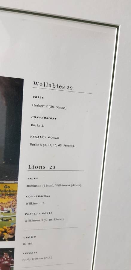 Wallabies v Lions  THE FINAL FRONTIER LIMITED EDITION NO 117 Certificate of Limitation Signed RUGBY