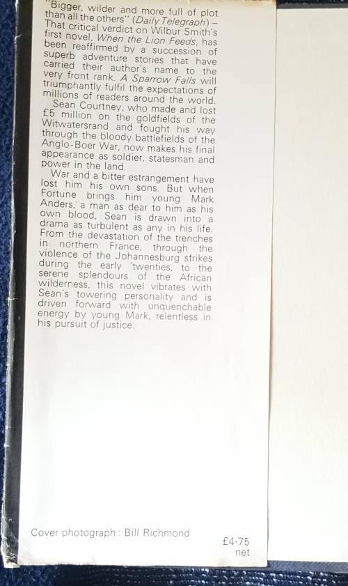 First Edition Heinemann Wilbur Smith A Sparrow Falls