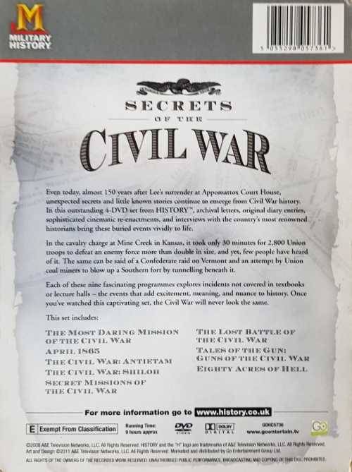 Secrets of the Civil War DVD, box set of 4 DVDs