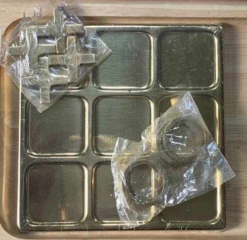 Vintage Brass Tic Tac Toe Game / noughts and crosses Board Games Brass Coffee Table Game / Table Top