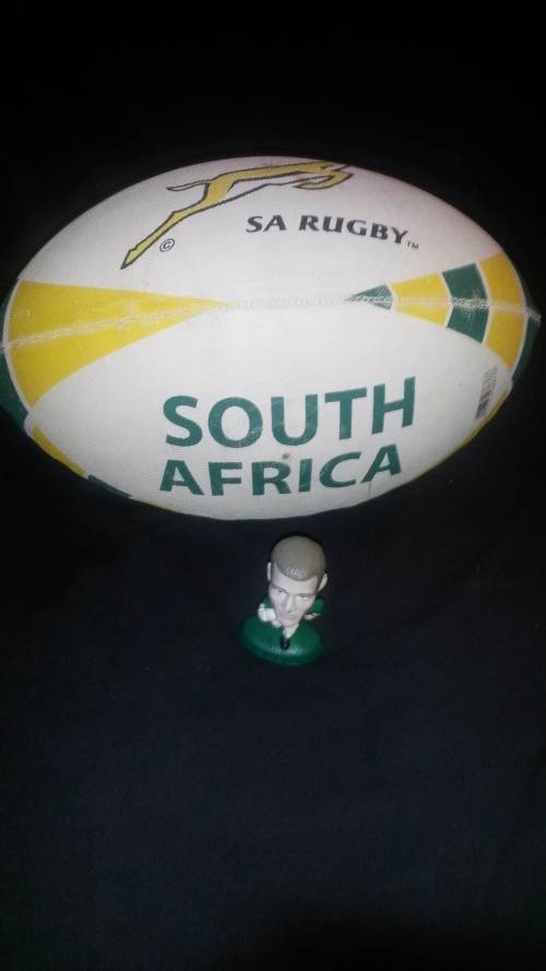 James Small Rugby Figurine Sarfu embossed figurine AND Springbok Rugby Ball