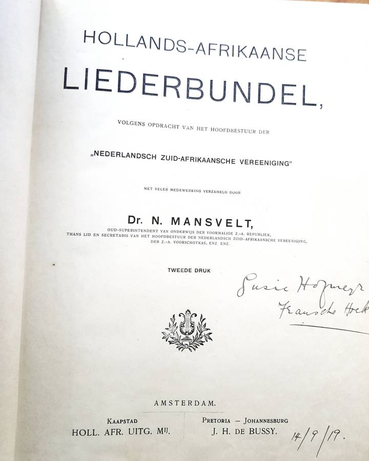 AFRIKAANS LIEDERSBUNDEL Afrikaans kultuur