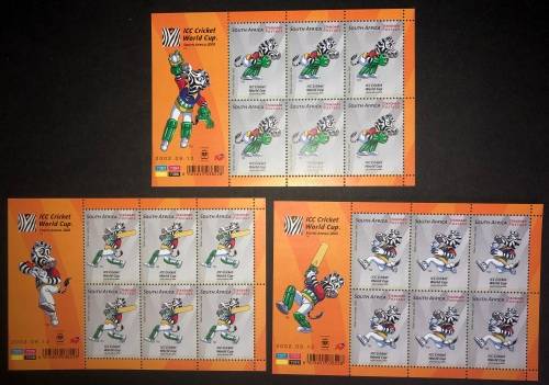 South Africa 2002 ICC Cricket World Cup full sheets x 6
