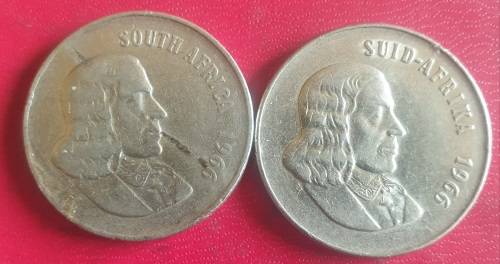 RARE 1966 SOUTH AFRICA NICKLE 50c - ENG & AFRIKAANS - 1 BID FOR BOTH COINS @ R1 NO RESERVE