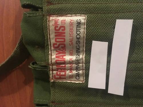 Rhodesian Army chest webbing, Fereday & Sons. 8 Uzi Mag's