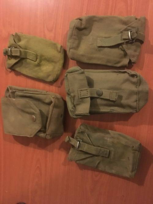 Rhodesian Army webbing pouches. Some British made. Some Fereday & Sons made