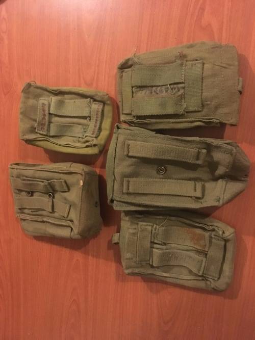 Rhodesian Army webbing pouches. Some British made. Some Fereday & Sons made