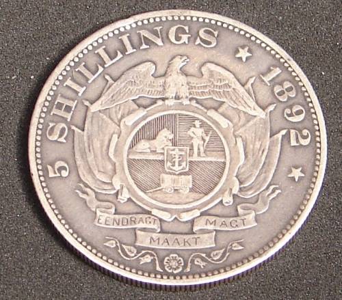 1892 5 Shilling ZAR silver Crown Scarce - SS LOOK !!!