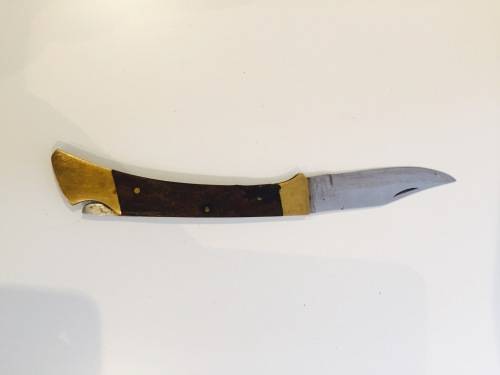 Old Pocket Knife -  brass & wooden handle