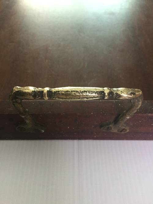 Vintage Tray - Dark wood with brass handles