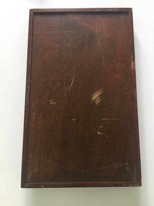 Vintage Tray - Dark wood with brass handles