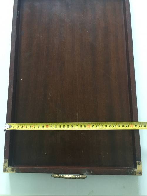 Vintage Tray - Dark wood with brass handles