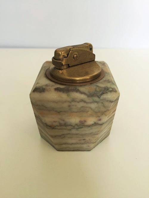 Vintage Marble and Brass Desk Lighter