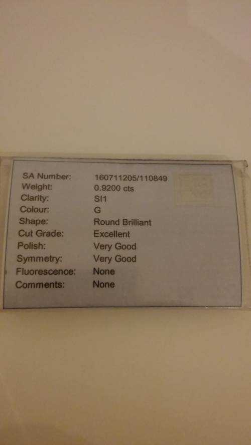 0.92ct EGL South Africa certified brilliant round diamond  G SI1