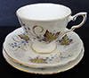 VINTAGE PARAGON TRIO - CUP, SAUCER AND TEA/SIDE PLATE `ANGELIQUE` FINE BONE CHINA ENGLAND CIRCA 1956