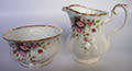 ROYAL ALBERT BONE CHINA "COTTAGE GARDEN" FOOTED MILK JUG/CREAMER AND OPEN FOOTED SUGAR BOWL