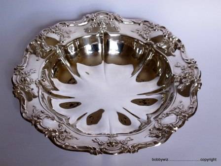 EM.ESS SILVER PLATED ROSE-PATTERNED FRUIT/ DECORATIVE BOWL 28CM VINTAGE / RETRO