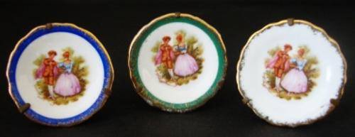 COLLECTABLE MINIATURE 3 X VINTAGE SINGER LIMOGES PLAQUES/PLATES (PRICE FOR ALL 3 PLATES) 4.2CM