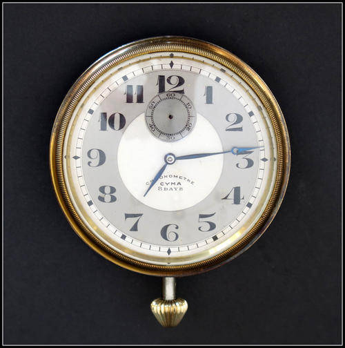 VINTAGE CYMA TRAVELING CLOCK IN LEATHER CASE- CIRCA 1935