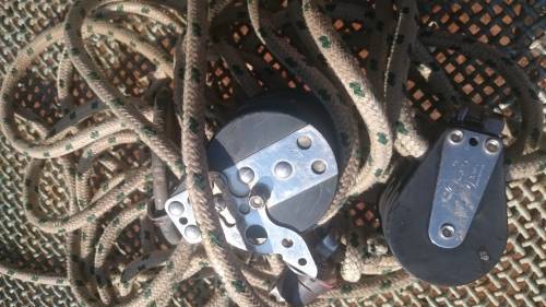 Harken system. All pieces in good condition. I was told it is used for sailing.