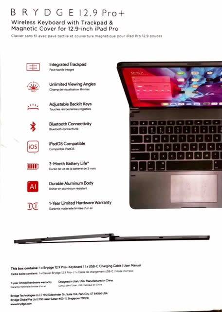 Brydge 12.9 Pro+ Wireless Keyboard with Trackpad for iPad Pro 12.9-inch (2020 & 2018) | SPACE GRAY