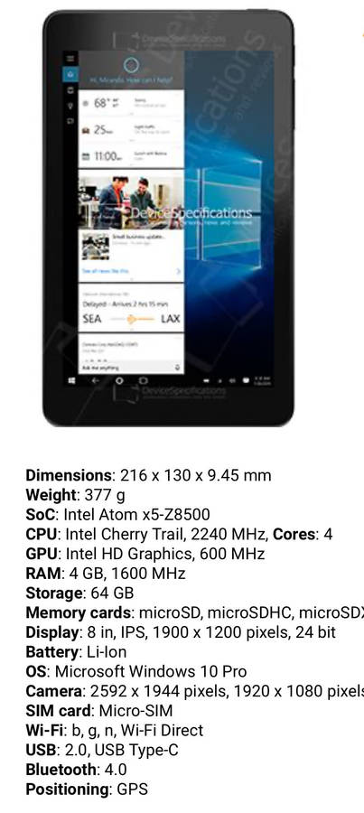 Dell Venue 8 Pro - 5855 - WINDOWS 10 PRO Tablet