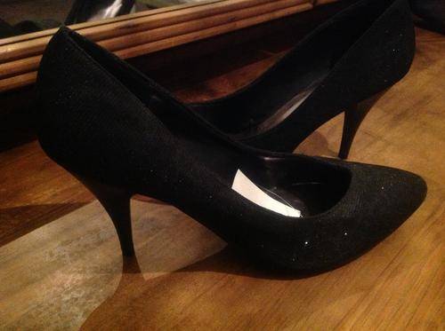 Black Glitter Court Shoes Size 7