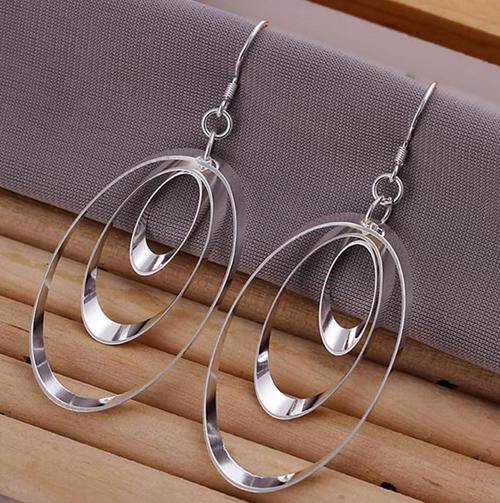 **GORGEOUS** 925 Sterling Silver Triple Oval Earrings