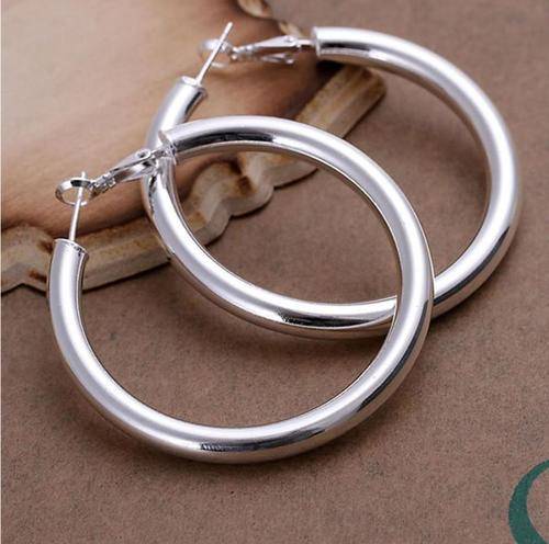 **LARGE** 925 Sterling Silver Hoop Earrings