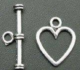 Silverplated HEART Toggle Clasps