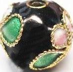 BLACK Cloisonne Bead - 6mm