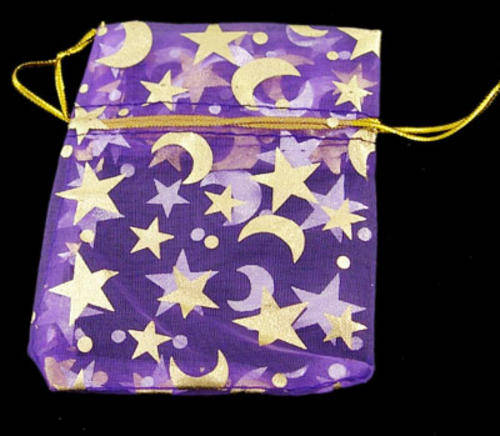 LAVENDER Organza Bags with GOLD MOON & STARS