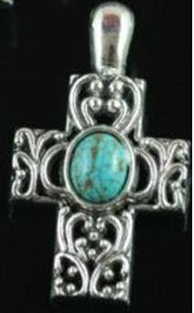 Tibetan Silver & Turquoise Pendant - 44mm