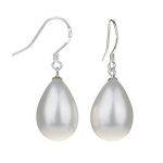 *GORGEOUS* White Teardrop Shell Pearl Earrings with Sterling Silver Mountings