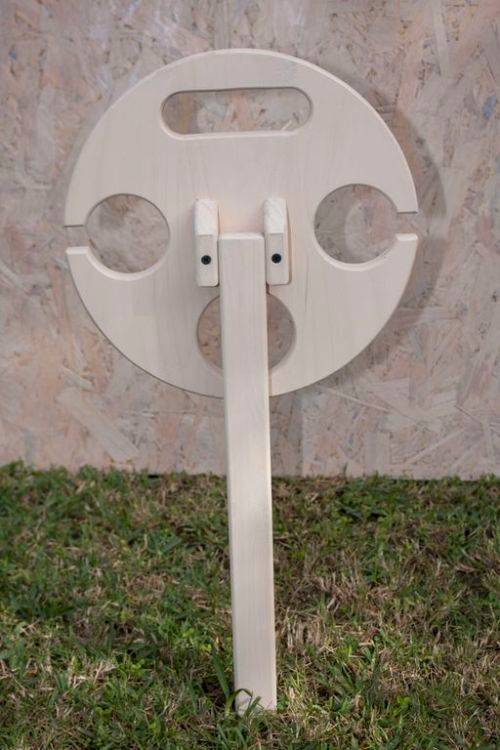 Picnic Table with Spike + Foot-Piece Combo - Outdoor/Indoor - Holds a bottle of wine and two glasses