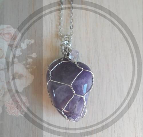 Amethyst wrapped Pendant Necklace