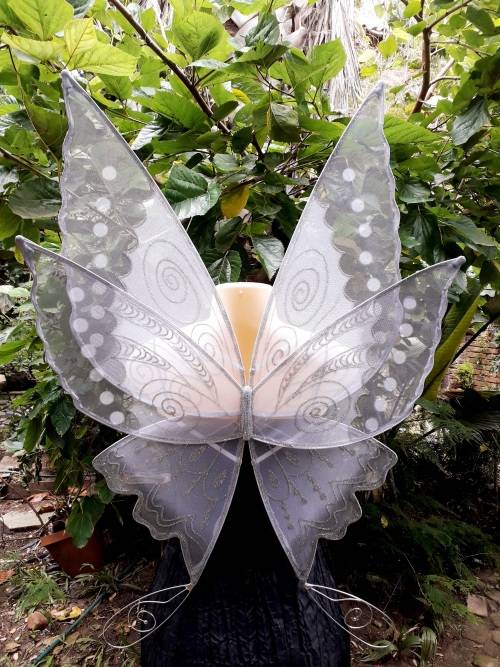 Morning Star Fairy Wings for Adults in White Glitter tulle fabric