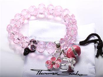 Designer's Silver and Pink Crystals bracelet with 3 Special Charms *imported