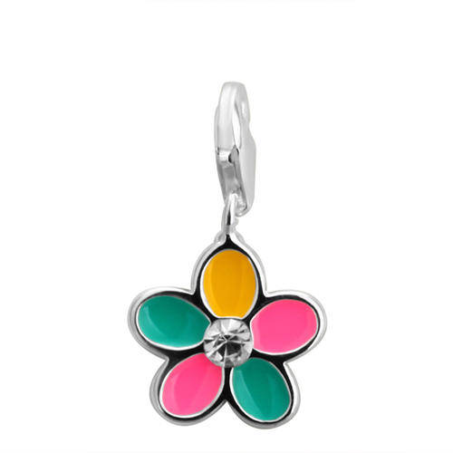 Designer's Silver and Crystal Spring Flower Charm*imported