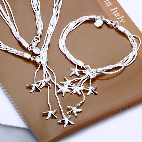 Tiffani Star of the Sea Bracelet and Necklace Silver Set