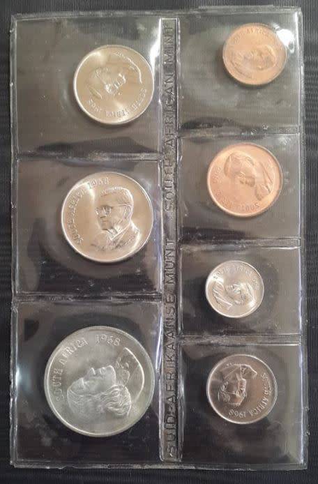 1968 - SA UNCIRCULATED COIN SET - ENGLISH - WITH SILVER R1 - AS PER IMAGES