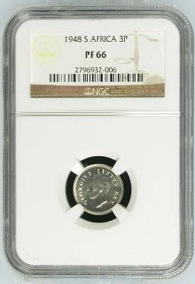 *** 1948 - UNION OF SA 3 PENCE - NGC GRADED PF66 - ONLY 1120 MINTED ***