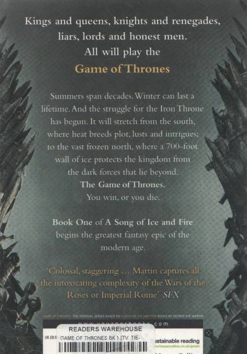 GAME OF THRONES, BOOK 1 OF A SONG OF ICE AND FIRE - GEORGE R R MARTIN (2011)