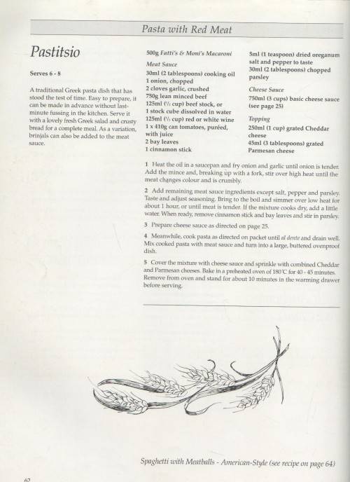 FATTI`S & MONI`S, PASTA COOKBOOK - IRENE WARD (1 ST PUBLISHED 1977)