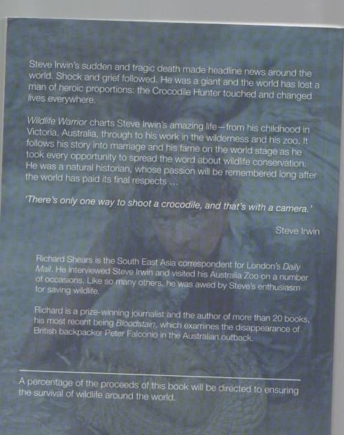 WILDLIFE WARRIOR STEVE IRWIN , 1962 - 2006 - RICHARDS SHEARS  (2006)