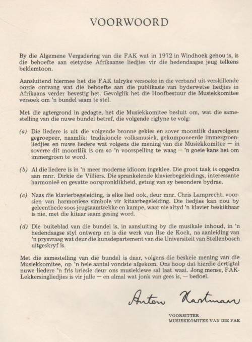 FAK LEKKERSING-LIEDJIES (1 STE UITGAWE 1976)