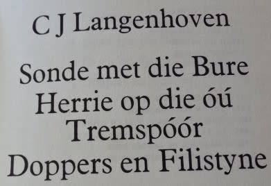 ONVOLLEDIGE STEL VERSAMELDE WERKE: C J LANGENHOVEN-NR`S,1, 2, 3, 4, 5, 6, 8, 9, 12, 13 14 EN 15